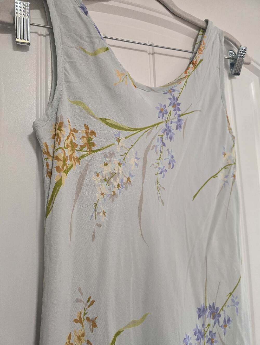 Express Vintage 90s Light Blue Floral Sleeveless Summer Dress